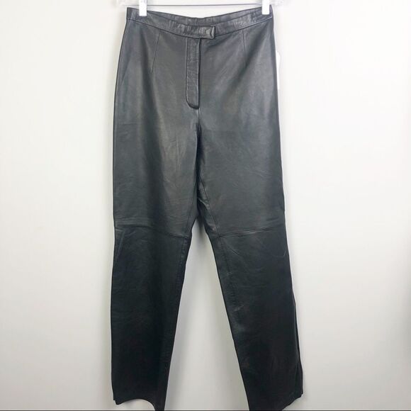 JLC NEW YORK | NEW WITH TAGS Vintage Black Leather Pants Lined Women’s Size 14 - Picture 1 of 9